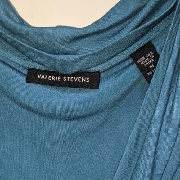 Valerie Stevens Silk Blue Sleeveless Blouse Tie - Picture 2 of 3